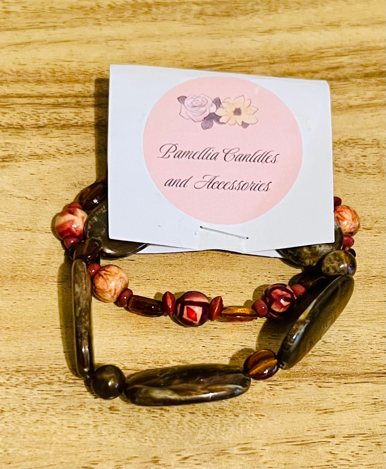 Brown Beaded Bracelet | Tiger Eye, Shell & Glass Beads