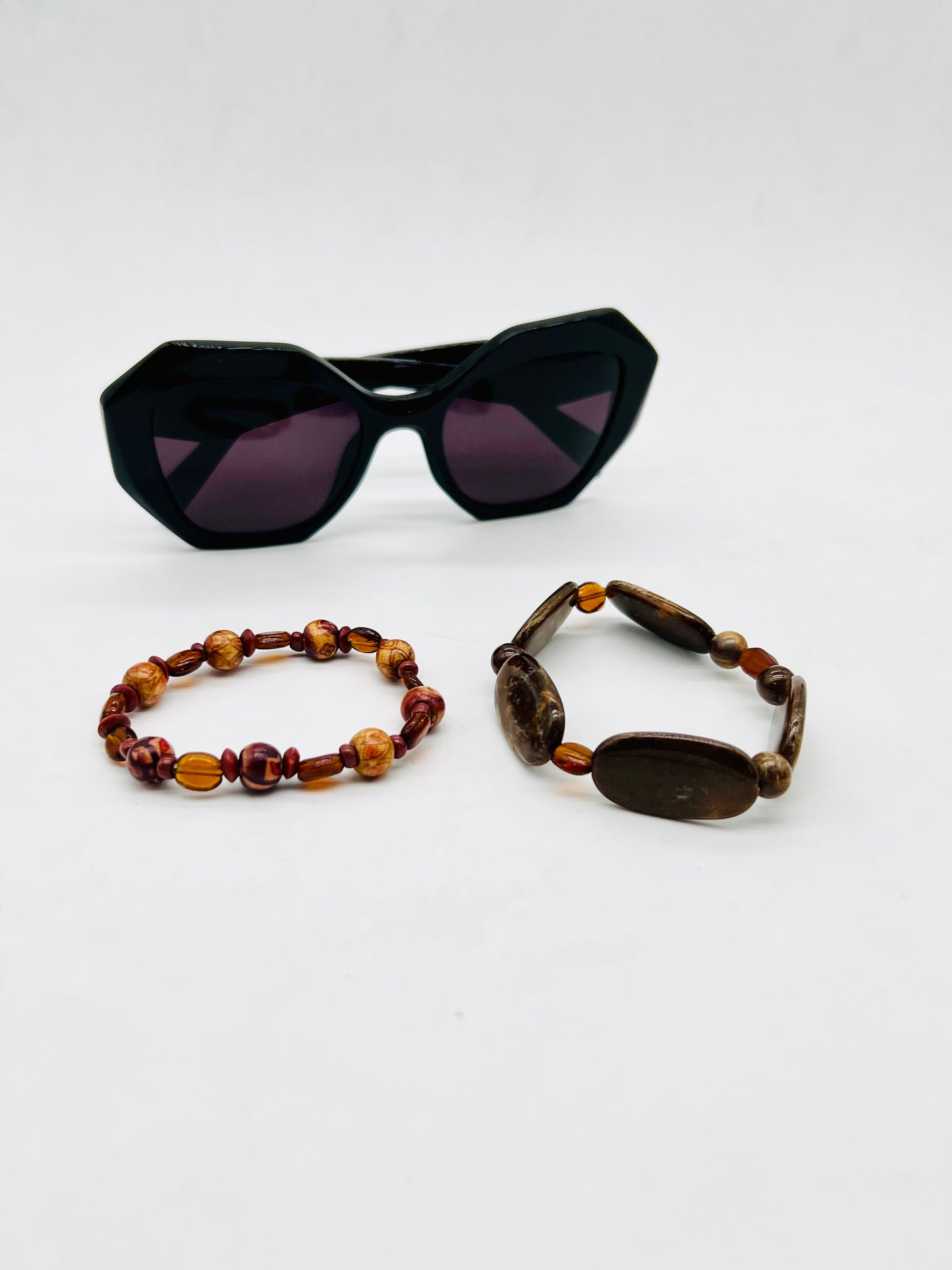Brown Beaded Bracelet | Tiger Eye, Shell & Glass Beads