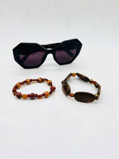 Brown Beaded Bracelet | Tiger Eye, Shell & Glass Beads
