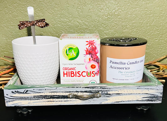 Candle & Organic Tea, Mug & Design Tray with Claw Feet Gift Set