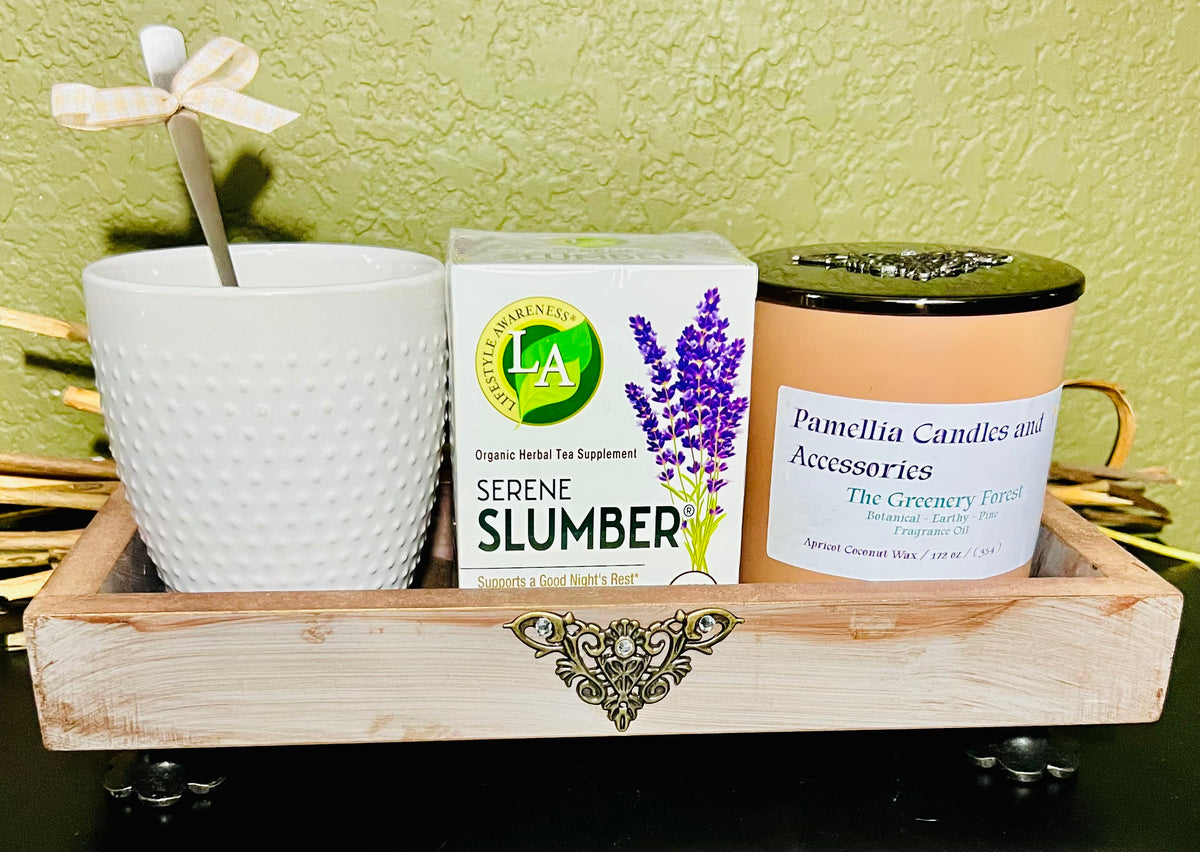 Candle & Organic Tea, Mug & Design Tray with Claw Feet Gift Set