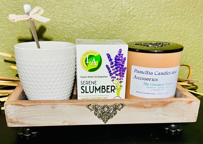 Candle & Organic Tea, Mug & Design Tray with Claw Feet Gift Set