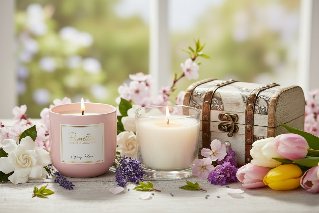 Pamellia Candles Spring with Glass Candle & Gardenias
