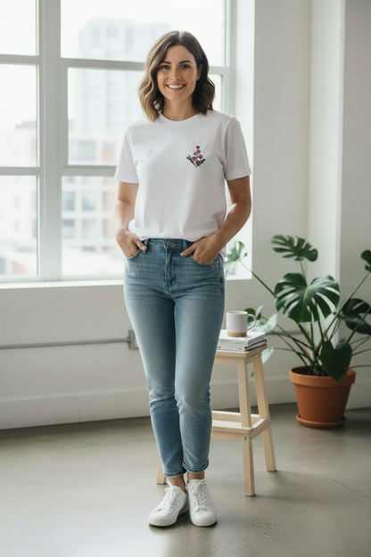 Women's Embroidery T-Shirt - Floral Front